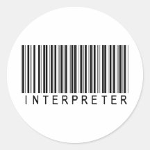 Interpreter Bar Code Round Sticker