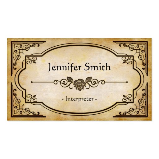 Interpreter - Elegant Vintage Antique Business Card (front side)