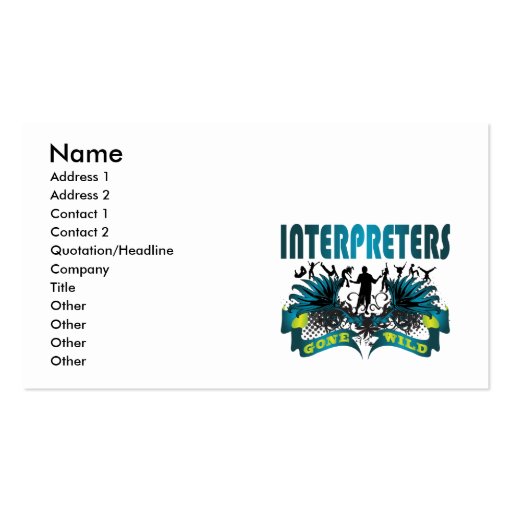 Interpreters Gone Wild Business Card (front side)