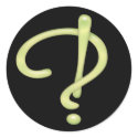 Interrobang Green Glass Black RND stickers