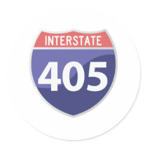 Interstate 405 (I-405) Calif. Highway Road Trip Round Stickers