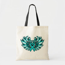 Interstitial Cystitis Awareness Heart Wings.png Tote Bags