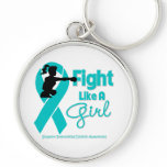Interstitial Cystitis Fight Like A Girl  Knock Out keychains