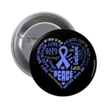 Intestinal Cancer Awareness Heart Words Button