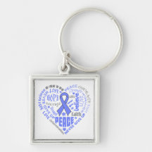 Intestinal Cancer Awareness Heart Words Keychain