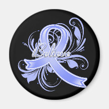 Intestinal Cancer  Believe Flourish Ribbon Fridge Magnet