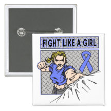 Intestinal Cancer Fight Like A Girl Punch Pinback Button