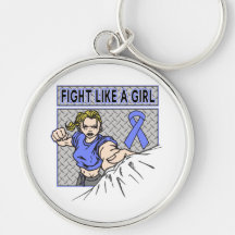 Intestinal Cancer Fight Like A Girl Punch Key Chain