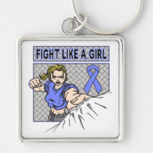 Intestinal Cancer Fight Like A Girl Punch Key Chain