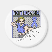 Intestinal Cancer Fight Like A Girl Punch Fridge Magnets