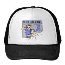 Intestinal Cancer Fight Like A Girl Punch Mesh Hat