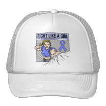 Intestinal Cancer Fight Like A Girl Punch Mesh Hat