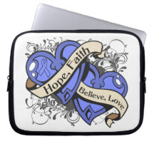 Intestinal Cancer Hope Faith Dual Hearts Laptop Sleeve