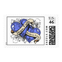 Intestinal Cancer Hope Faith Dual Hearts Postage