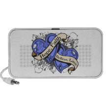 Intestinal Cancer Hope Faith Dual Hearts iPhone Speaker
