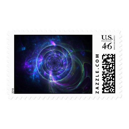 Into the Blue Fractal Postage Stamp