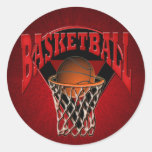 Into The Hoop Basketball and Backboard Round Stickers