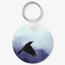 INTO THE MYSTIC Crow & Forest keychains by RavenSpiritPrints INTO THE MYSTIC Crow & Forest keychains