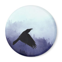 INTO THE MYSTIC Crow & Forest magnets by RavenSpiritPrints INTO THE MYSTIC Crow & Forest magnets