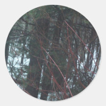 into the woods round stickers