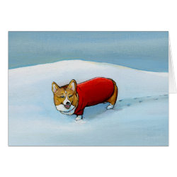 Intrepid Explorer - Welsh Corgi dog Winter art card