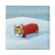 Intrepid Explorer - Welsh Corgi dog Winter art magnet