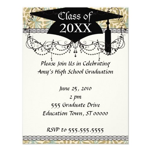 intricate art nouveau pine cone art graduation personalized invitation