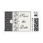 intricate  black and white damask postage stamps