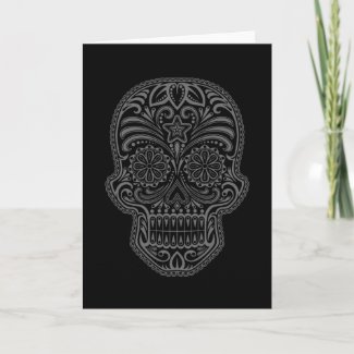 Intricate Black Sugar Skull zazzle_card