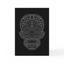 Intricate Black Sugar Skull Greeting Cards