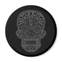 Intricate Black Sugar Skull Fridge Magnets