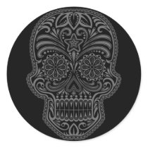 Intricate Black Sugar Skull Sticker