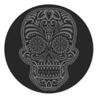 Intricate Black Sugar Skull Sticker