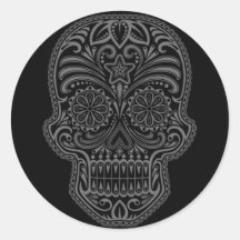 Intricate Black Sugar Skull Sticker