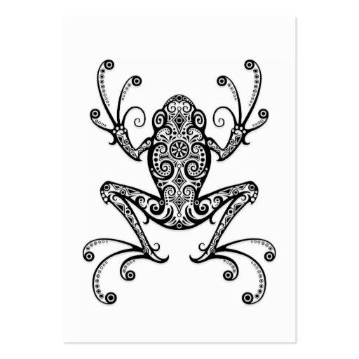 Intricate Black Tree Frog on White Business Card (front side)