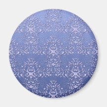 Intricate Blue Floral Damask Pattern Magnets