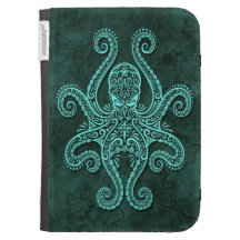 Intricate Blue Stone Octopus Kindle 3G Cases