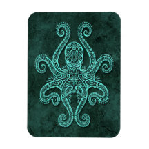 Intricate Blue Stone Octopus Magnets