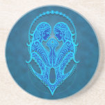 Intricate Blue Tribal Gemini Coaster