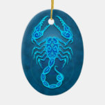 Intricate Blue Tribal Scorpio Christmas Tree Ornaments