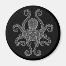 Intricate Dark Octopus Magnet
