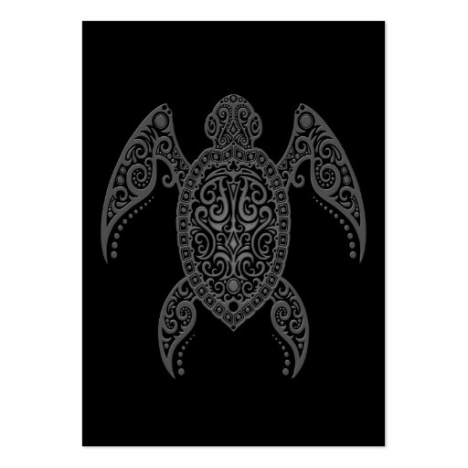 Intricate Dark Sea Turtle Business Cards (front side)