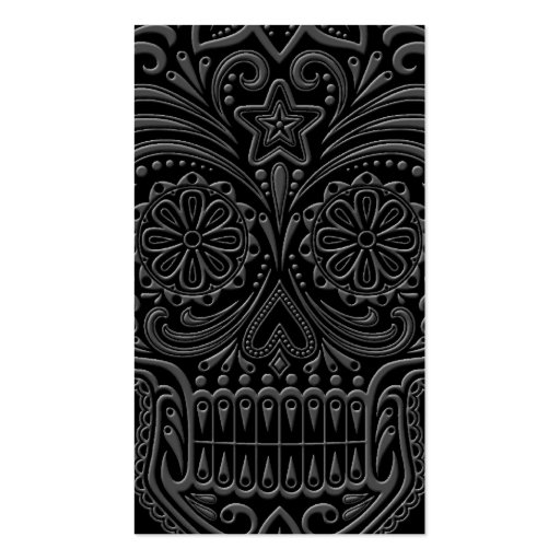 Intricate Dark Sugar Skull Business Card Template