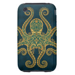Intricate Golden Blue Octopus iPhone 3 Tough Covers
