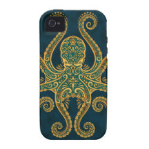 Intricate Golden Blue Octopus iPhone 4/4S Cover