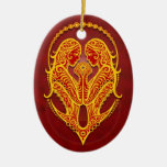 Intricate Golden Red Tribal Gemini Ornament