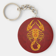 Intricate Golden Red Tribal Scorpio Key Chains