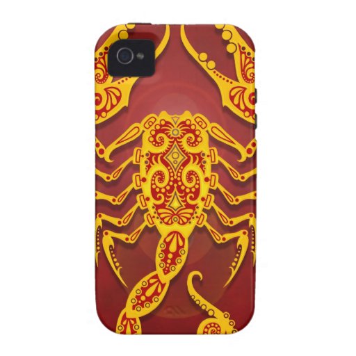 Intricate Golden Red Tribal Scorpio, tight Vibe iPhone 4 Covers