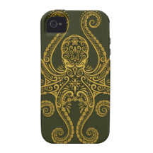 Intricate Green Octopus Case For The iPhone 4
