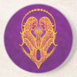 Intricate Purple and Yellow Tribal Gemini Coasters